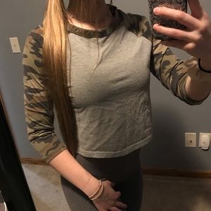 Camo 3/4 Sleeve Baseball Tee